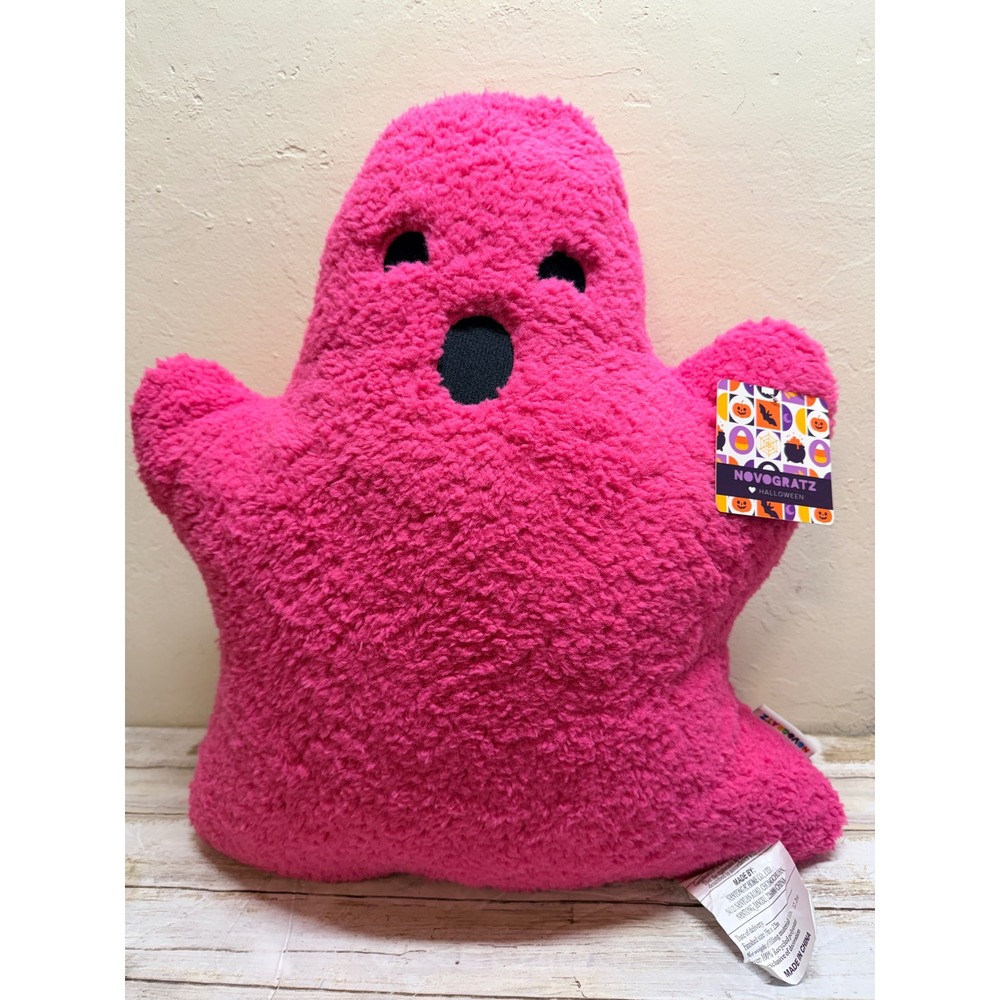 Novogratz Halloween Pink Ghost Decorative Pillow Down Alternative Sherpa Plush